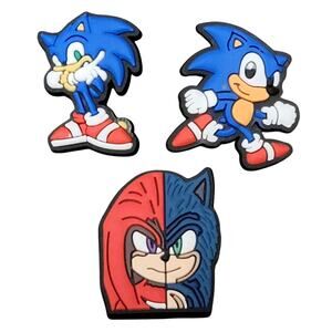 Sonic The Hedgehog Shoe Charms Lot of 3 Retro 90s Sega Knuckles Sega Genesis